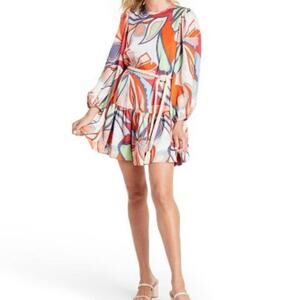 Alexis for Target Mixed Floral Tiered Dress Women's XS Red Green Retro